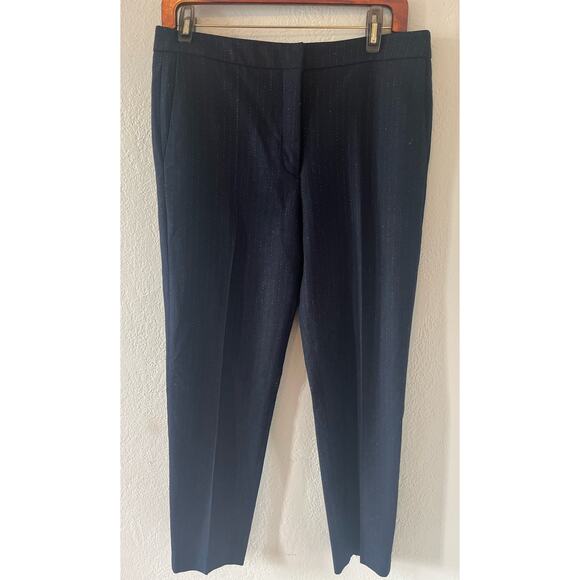 Women's Sandro Navy w Silver Metallic Stripped Threads Pants Size 40/ US 8 - Picture 3 of 11